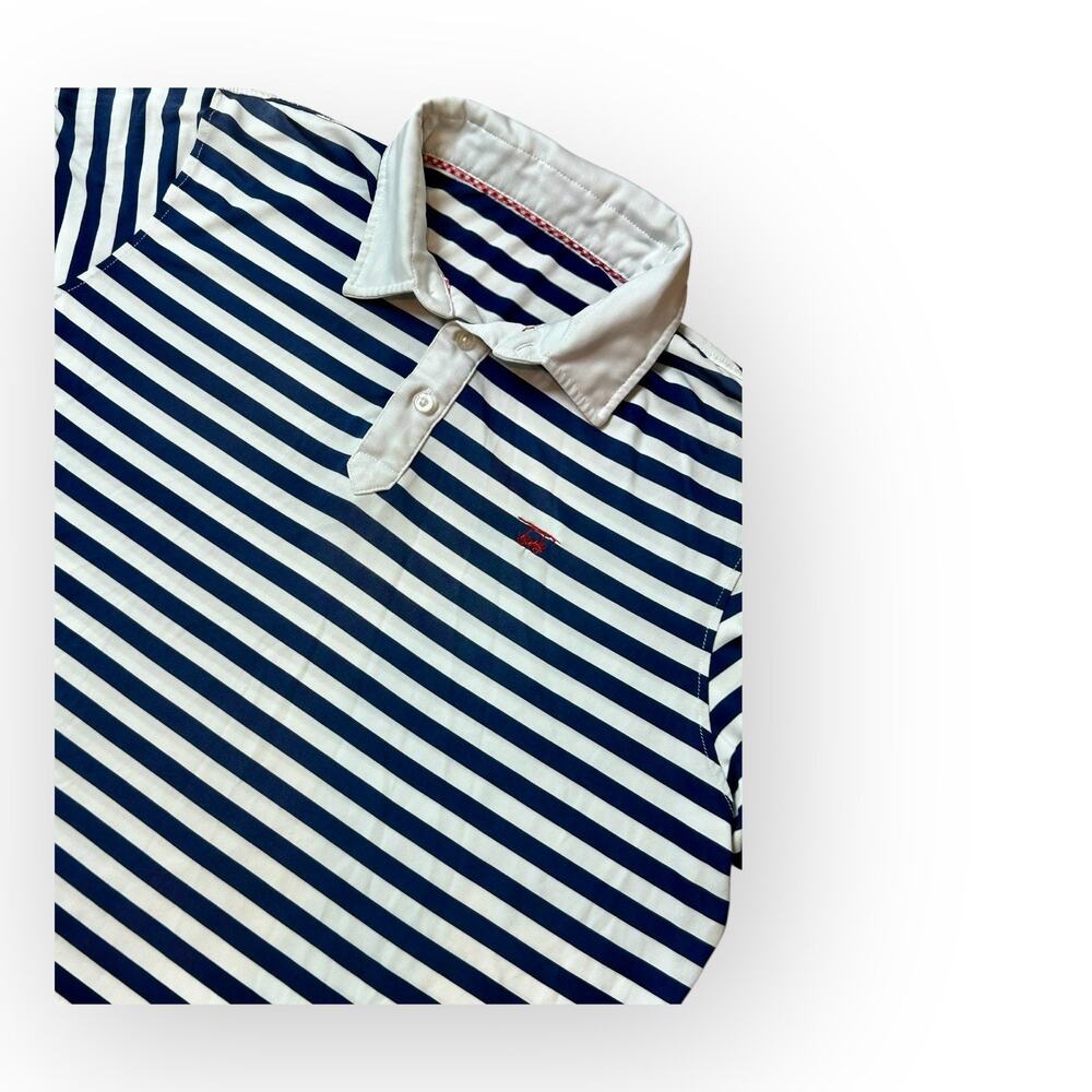 Bald Head‎ Blues Polo Shirt Mens X-Large Blue Striped Embroidered Golf Preppy